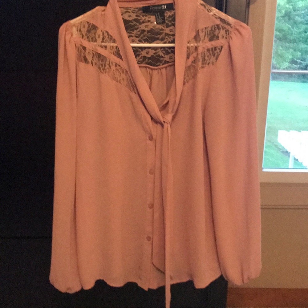 Pink button up with tie